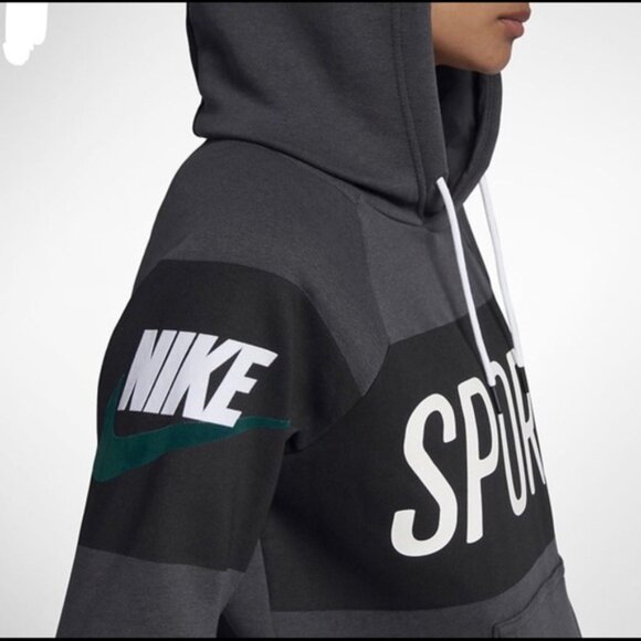 Nike Sportswear Hoodie Pullover Sweatshirt Black Gray - Picture 2 of 3